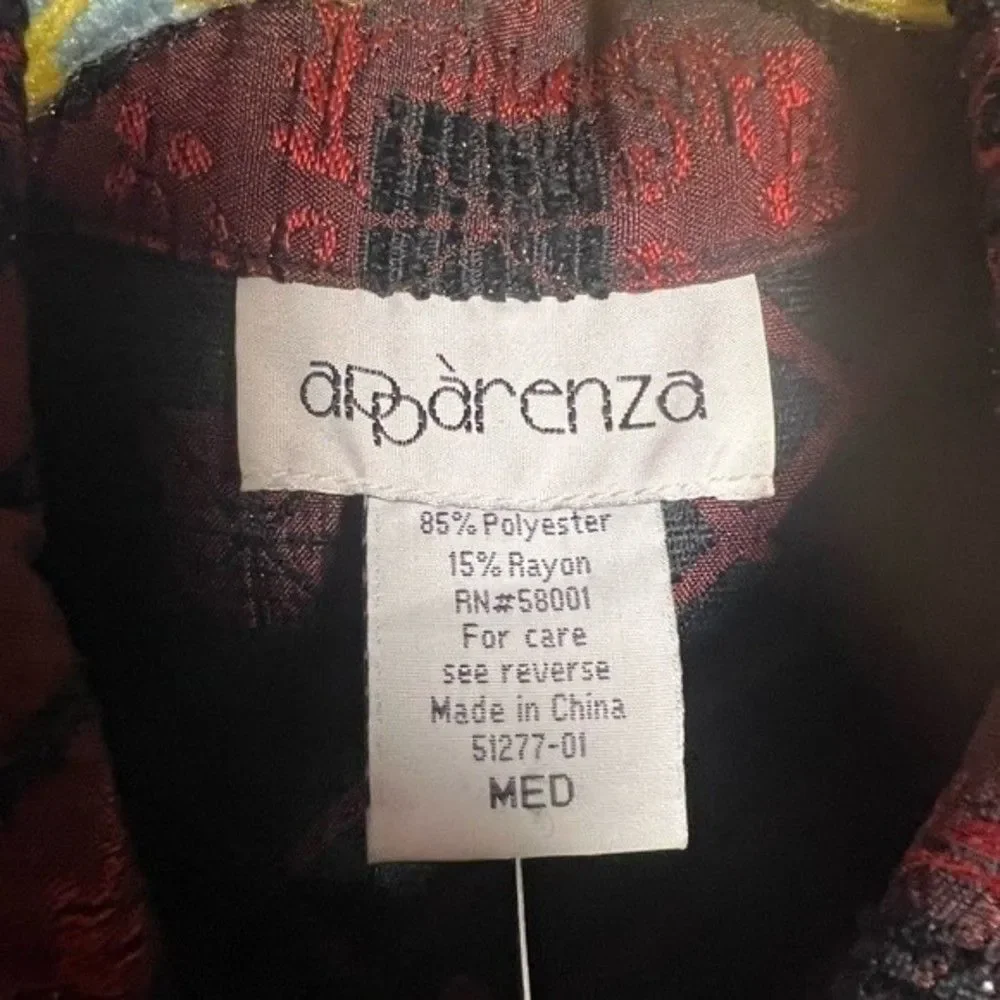 APPARENZA Black & Red Button Front Jacket Size